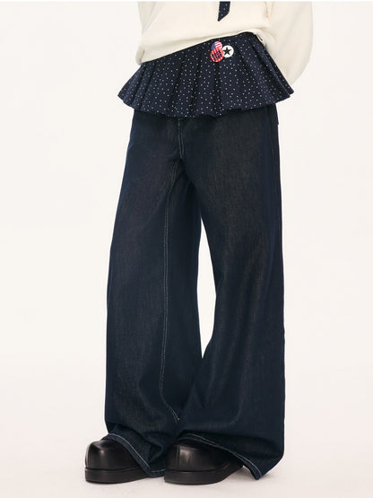 "Starlight Transit" Navy Pleated Mini Skirt