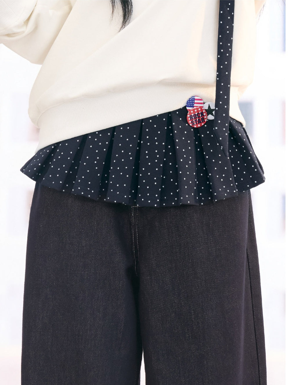 "Starlight Transit" Navy Pleated Mini Skirt