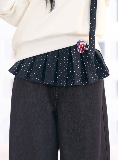 "Starlight Transit" Navy Pleated Mini Skirt