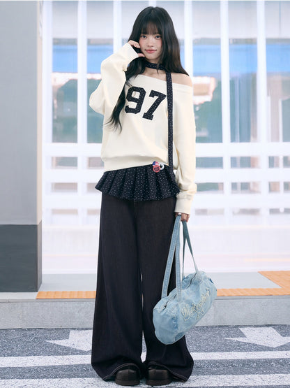 "Starlight Transit" Navy Pleated Mini Skirt