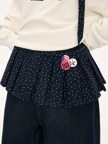 "Starlight Transit" Navy Pleated Mini Skirt