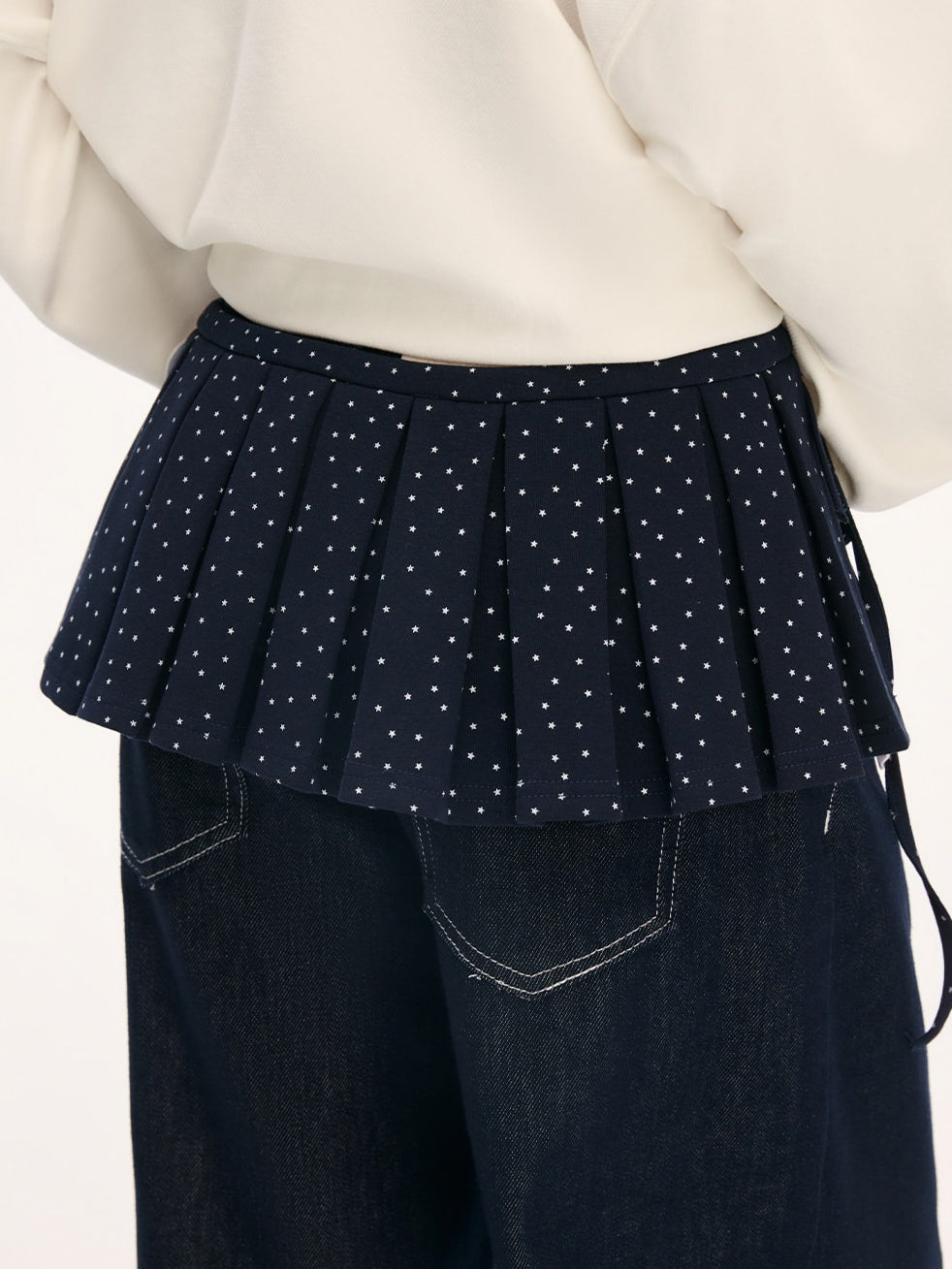 "Starlight Transit" Navy Pleated Mini Skirt