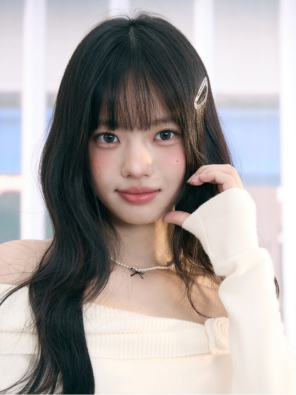 "Bloom Arrival" White Off-Shoulder Knit Top