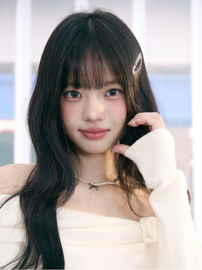"Bloom Arrival" White Off-Shoulder Knit Top