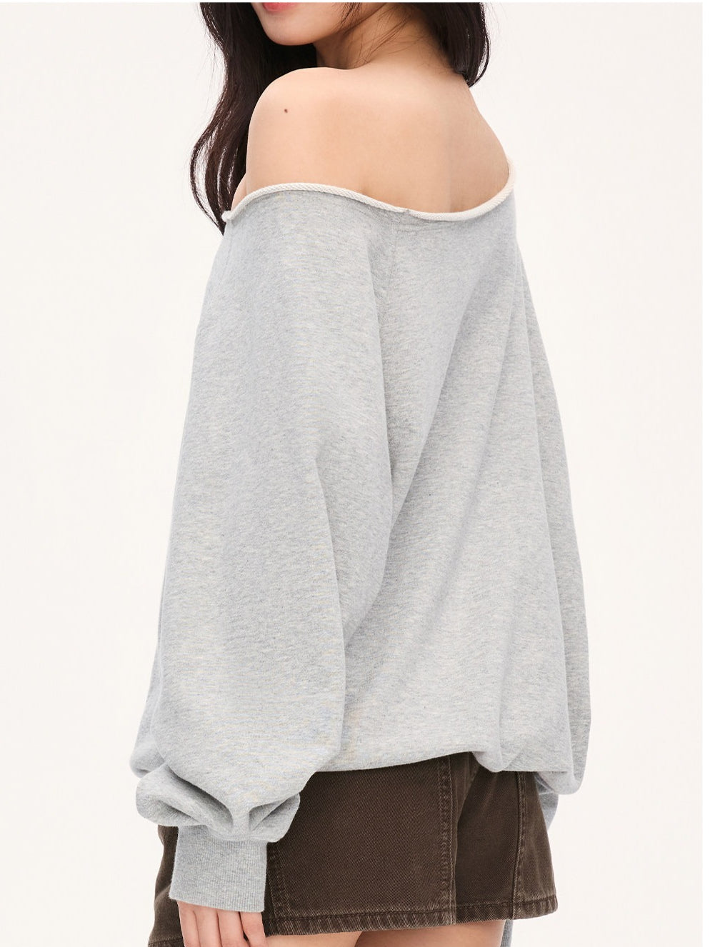 "Heritage Flight" Gray Off-Shoulder Sweatshirt