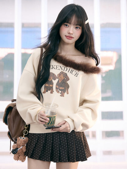 "Cozy Departure" Apricot Off-Shoulder Sweatshirt