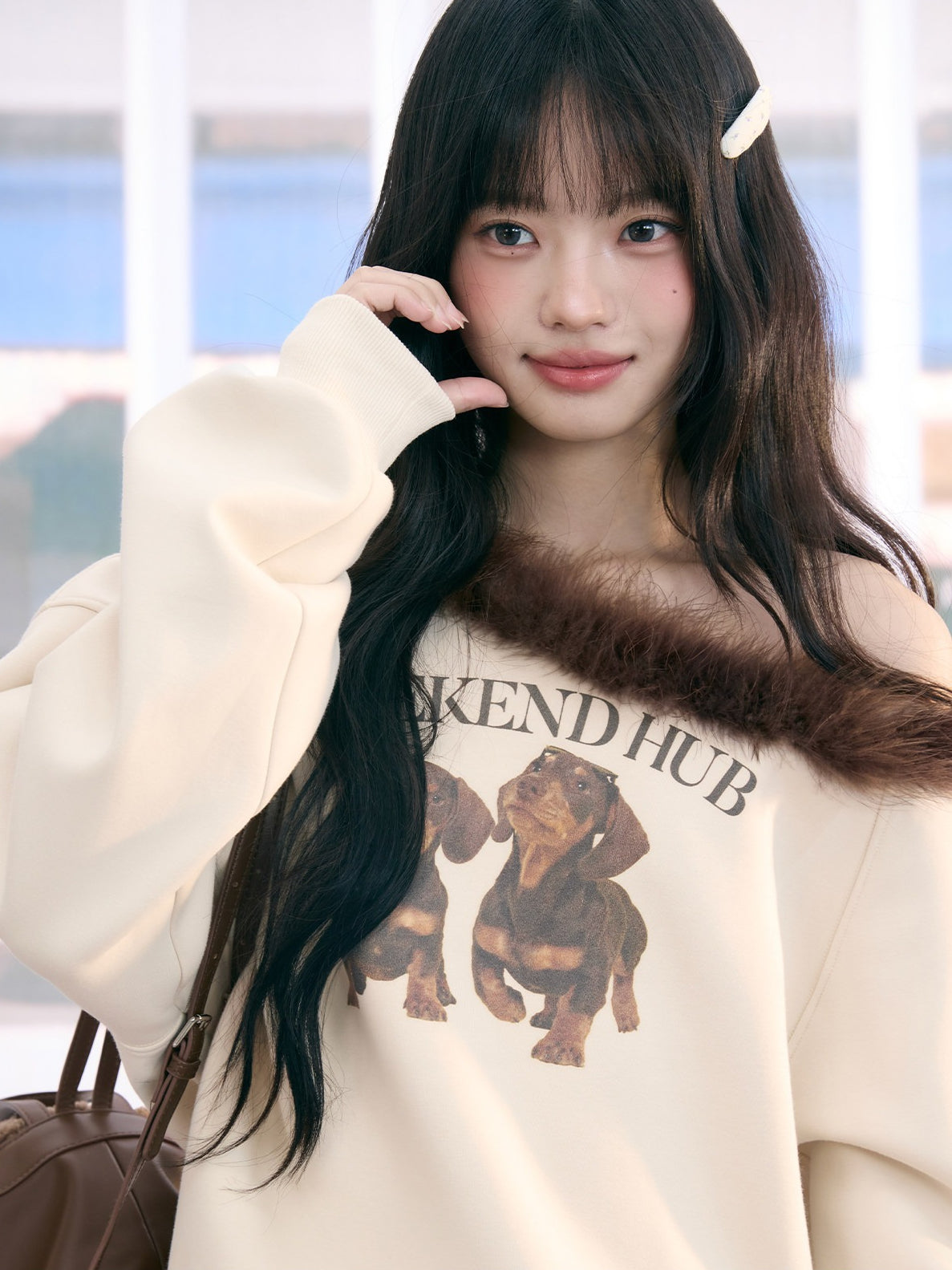 "Cozy Departure" Apricot Off-Shoulder Sweatshirt