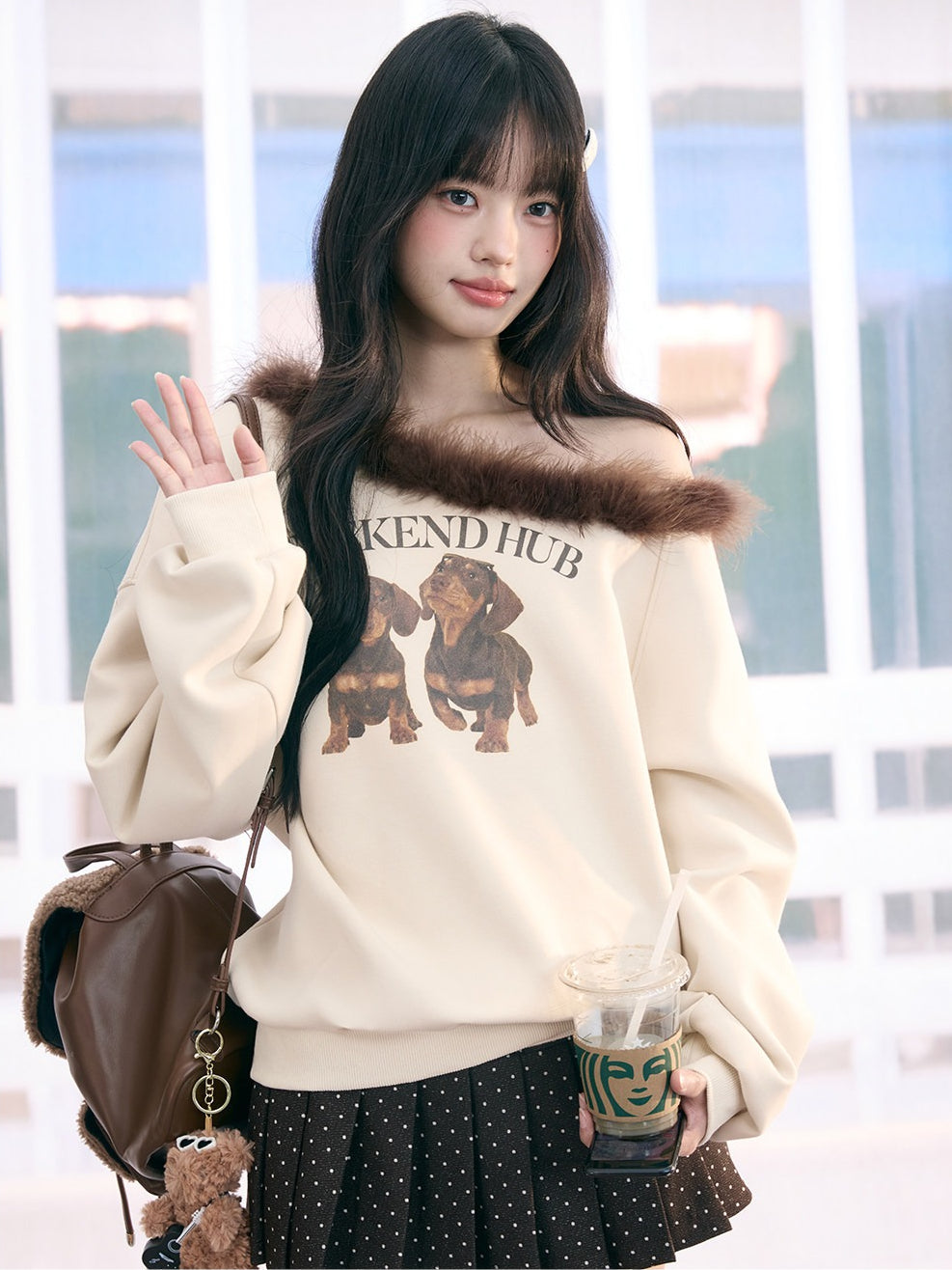 "Cozy Departure" Apricot Off-Shoulder Sweatshirt