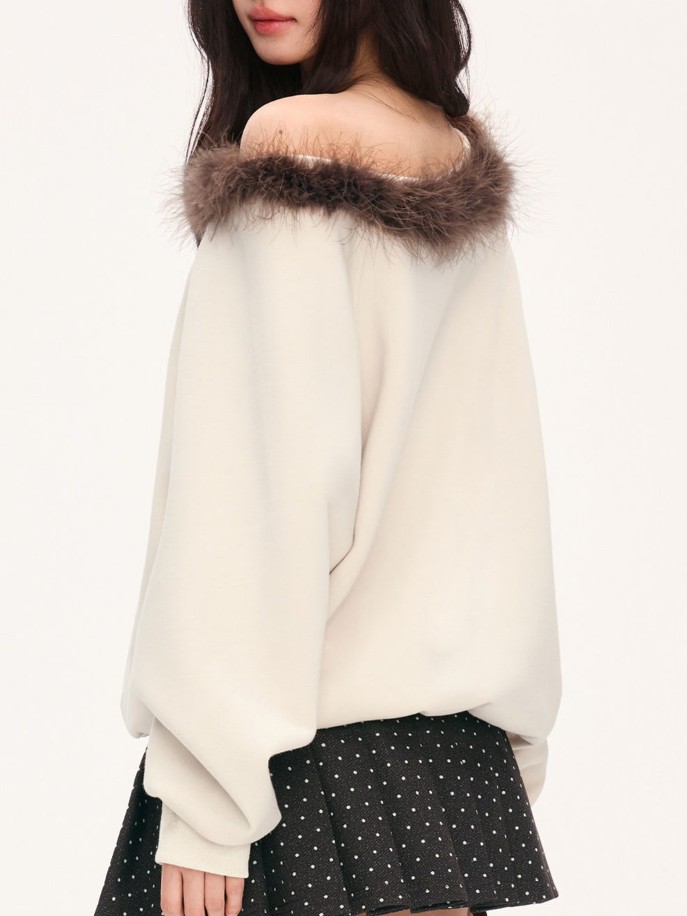 "Cozy Departure" Apricot Off-Shoulder Sweatshirt