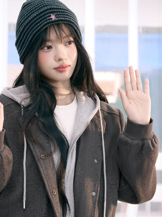"Terminal Edge" Gray Detachable Layered Hooded Jacket
