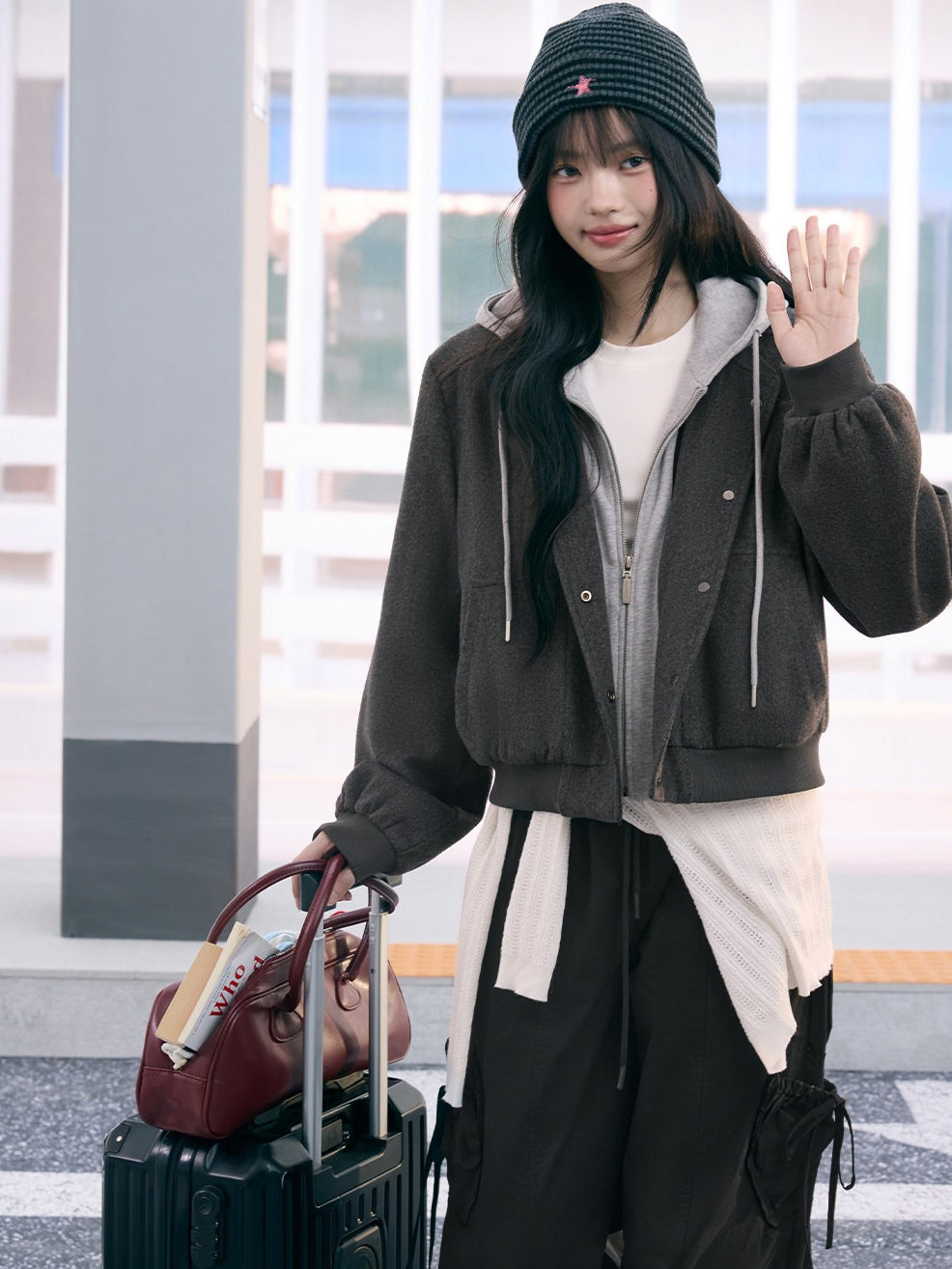 "Terminal Edge" Gray Detachable Layered Hooded Jacket