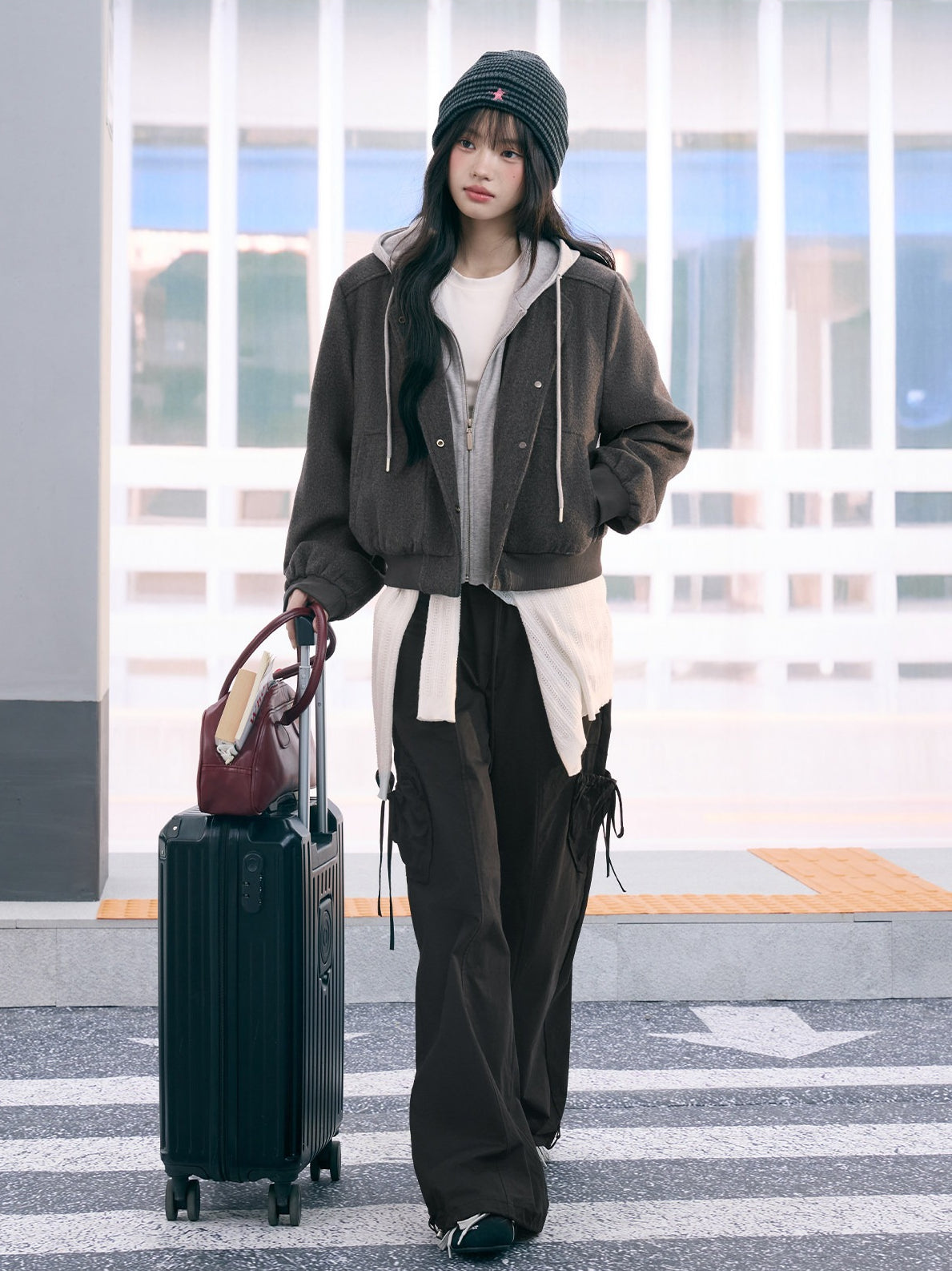 "Terminal Edge" Gray Detachable Layered Hooded Jacket