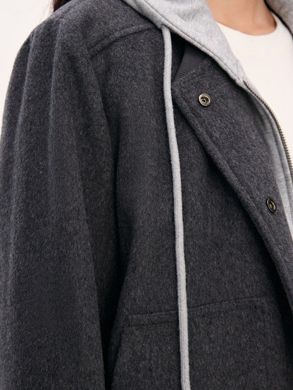 "Terminal Edge" Gray Detachable Layered Hooded Jacket