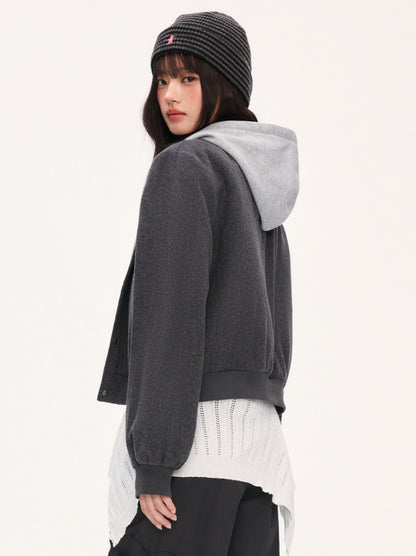 "Terminal Edge" Gray Detachable Layered Hooded Jacket