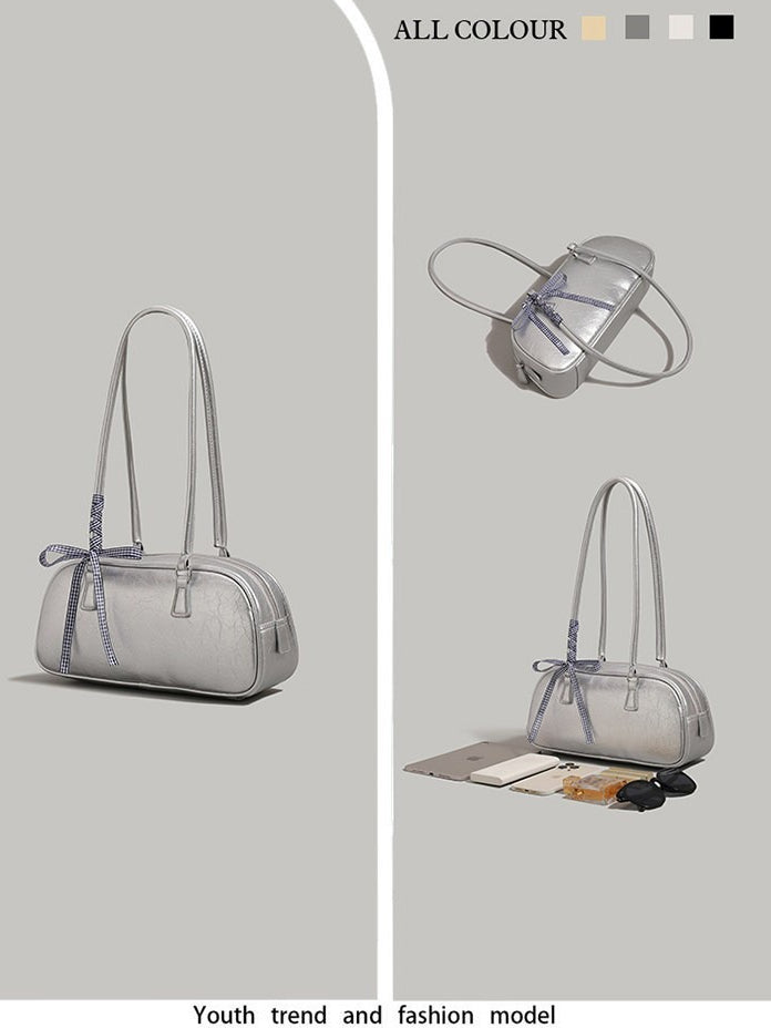 "Silver Siren" Shoulder Bag (Silver / Black / White / Pale Yellow)