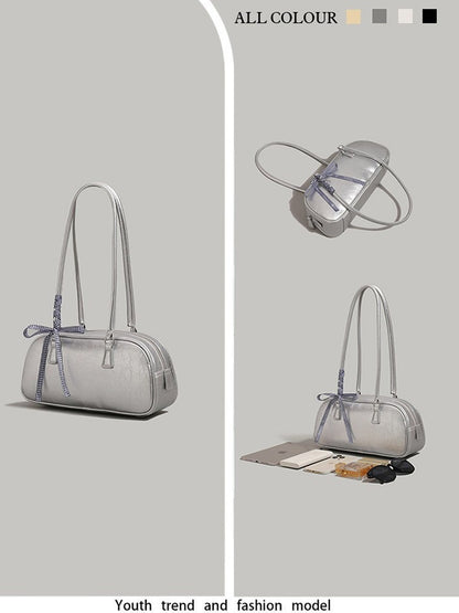 "Silver Siren" Shoulder Bag (Silver / Black / White / Pale Yellow)