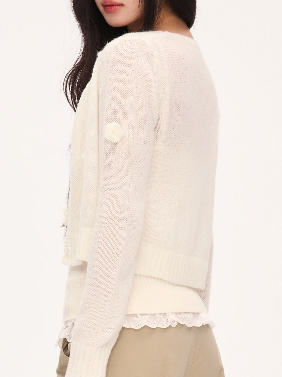 "Seoul Rose" Knit Cardigan & Camisole Set (Apricot)