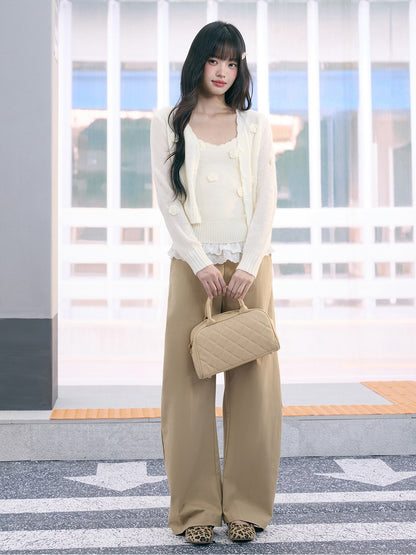 "Seoul Rose" Knit Cardigan & Camisole Set (Apricot)