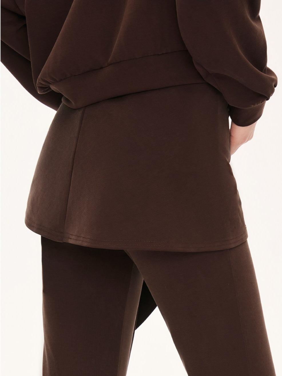 "City Departure" Brown Layered Tie-Waist Flared Pants
