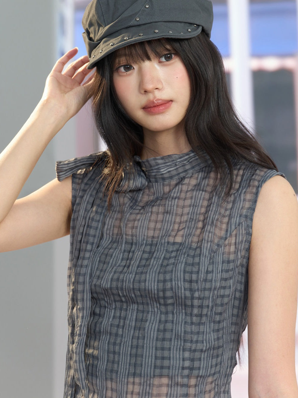 "Silver Haze" Gray Plaid Two-Piece Tube Top Set
