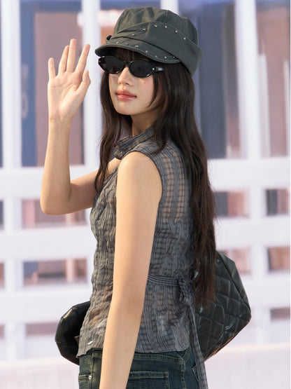 "Silver Haze" Gray Plaid Two-Piece Tube Top Set