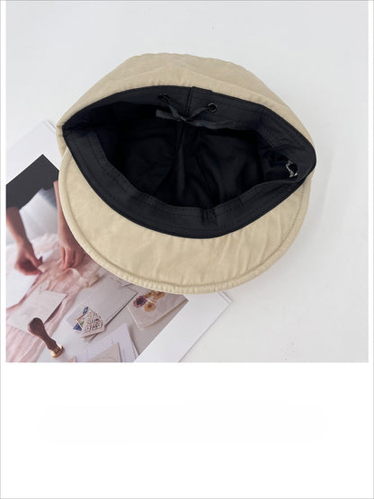 "Off-Duty Icon" Studded Octagonal Newsboy Cap (Black, Gray, Khaki, Beige)