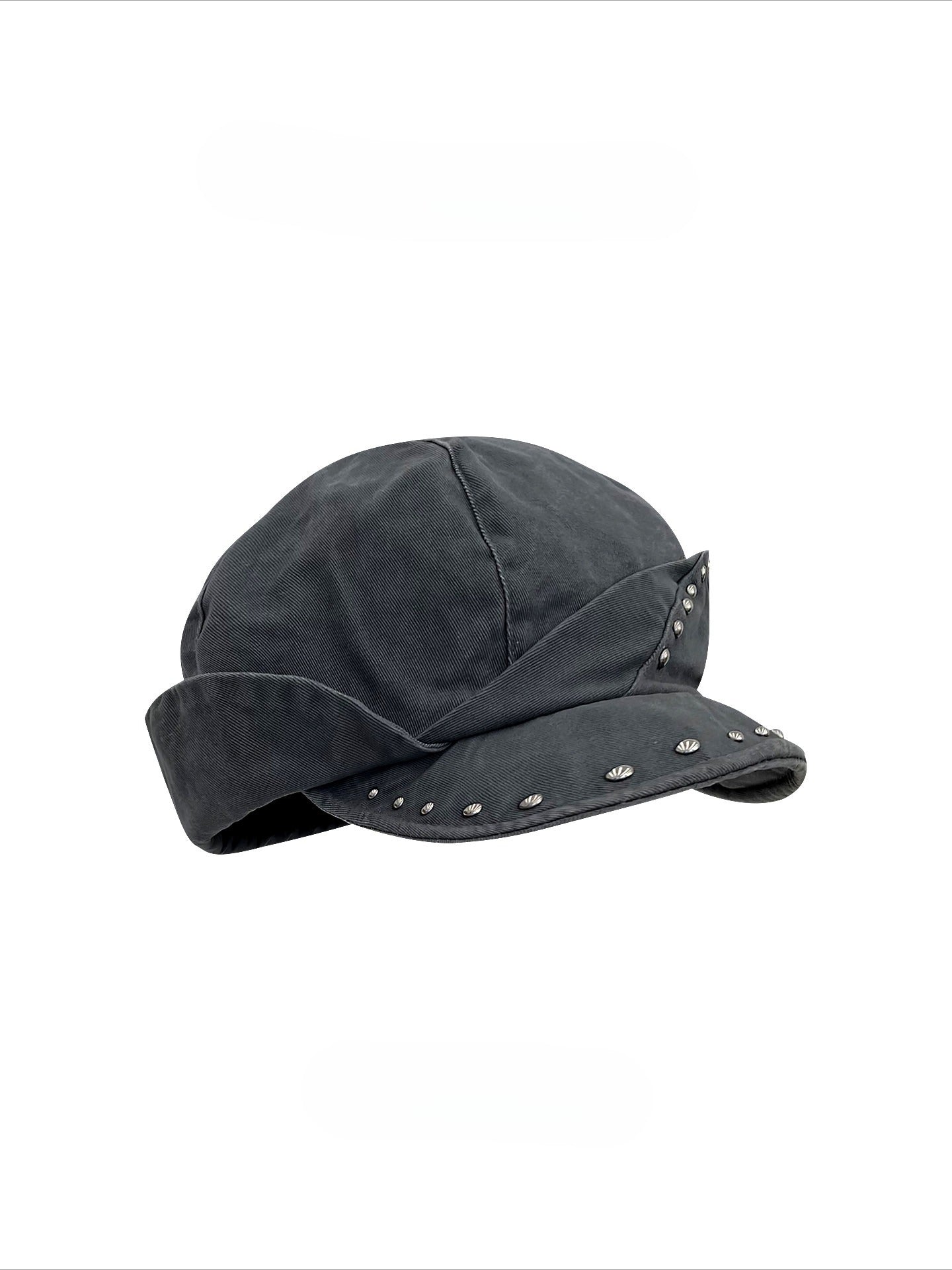 "Off-Duty Icon" Studded Octagonal Newsboy Cap (Black, Gray, Khaki, Beige)