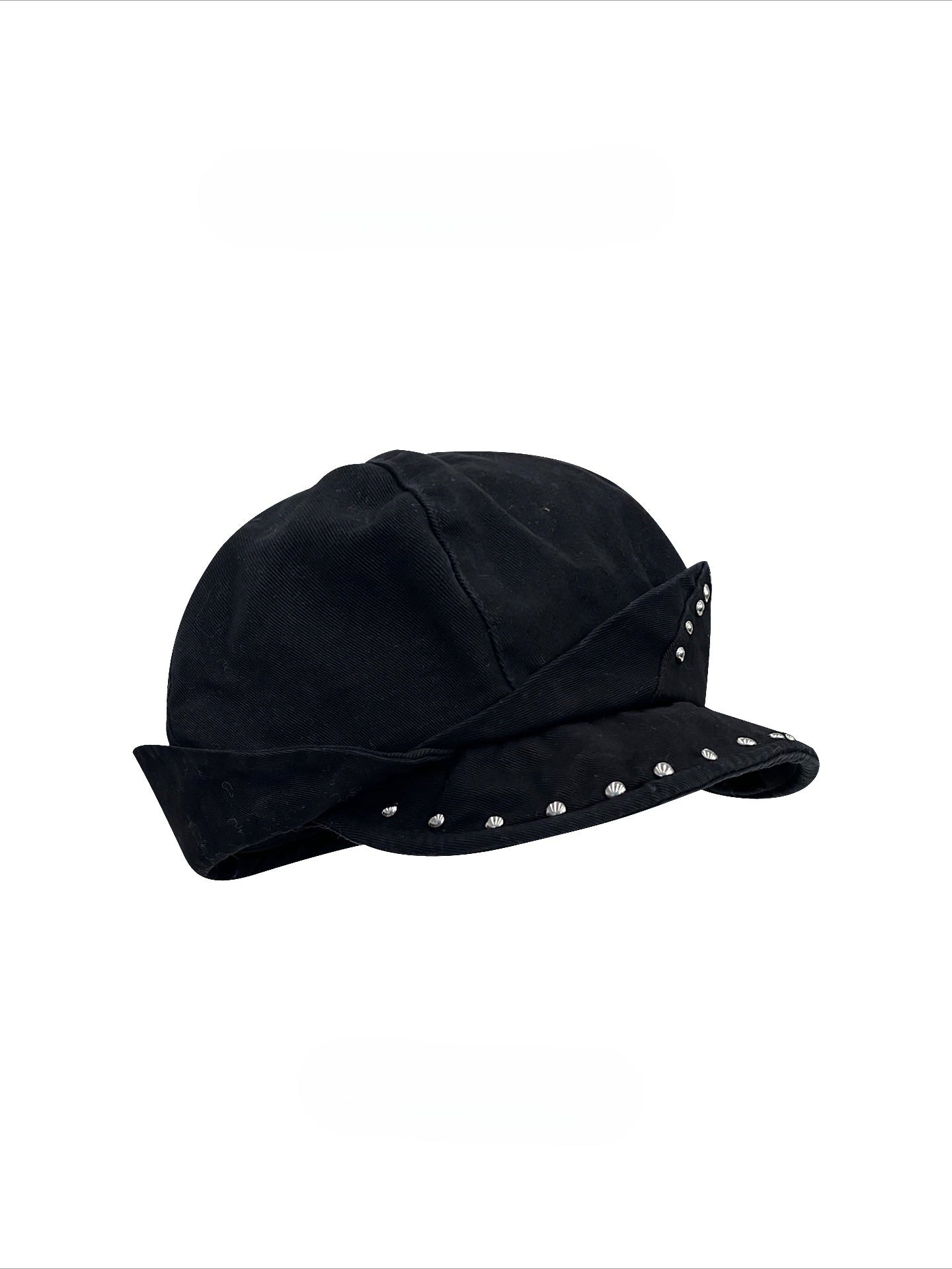 "Off-Duty Icon" Studded Octagonal Newsboy Cap (Black, Gray, Khaki, Beige)