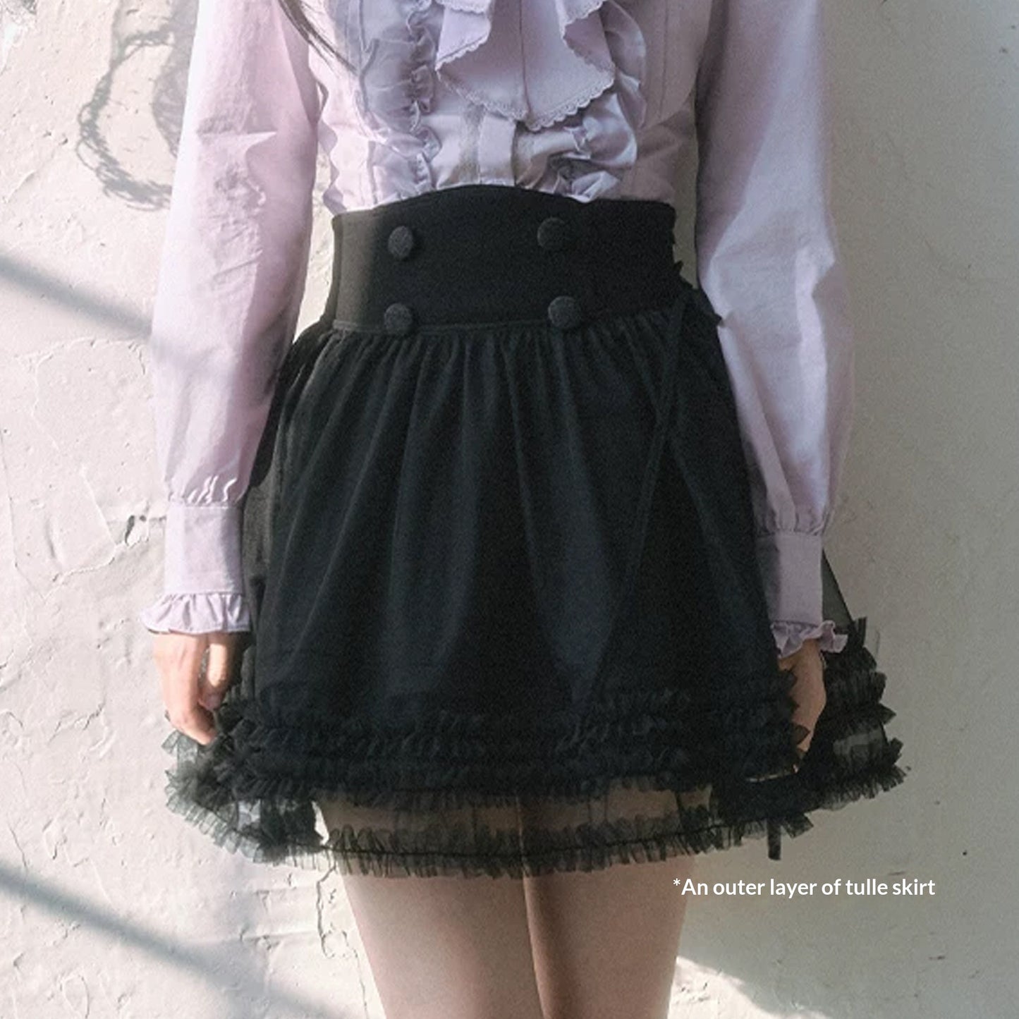 "Royal Lavender" Victorian Layered Collection (Ruffle Shirt / High-Waist Skirt / Mesh Overlay Skirt)