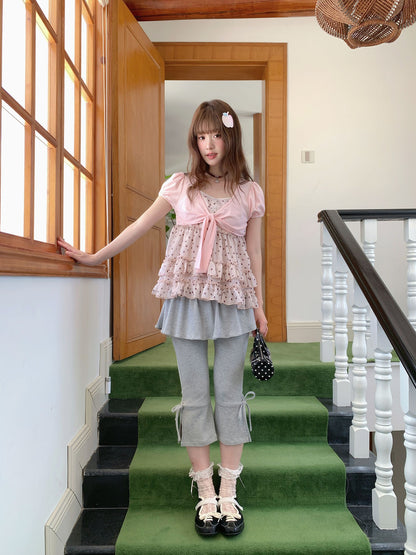 [RF] “Peach Mocha Layers” Misty Pink Polka Dot Layered Top