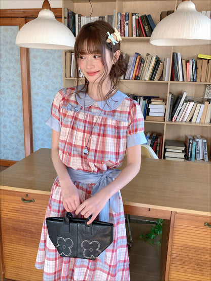 [RF] “Strawberry Soda” Vintage Plaid Cotton Midi Dress