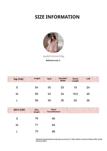 [RF] “Peach Polka Daydream” Pink Polka Dot Two-Piece Skirt Set