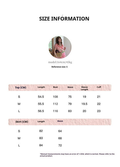 [RF] “Peach Picnic Reverie” Pink Plaid Two-Piece Skirt Set