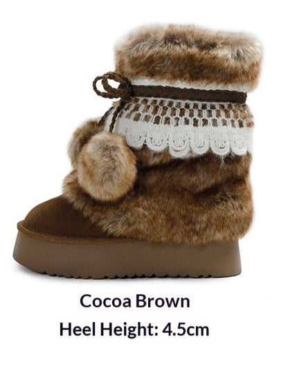 Earl Cat Platform Mid-Calf Snow Boots (Grey / Brown)