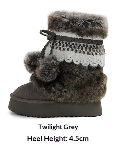 Earl Cat Platform Mid-Calf Snow Boots (Grey / Brown)