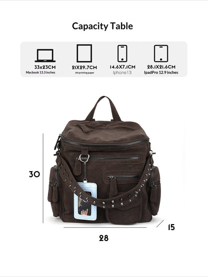 Reese Lincoln Suede Motorcycle Backpack