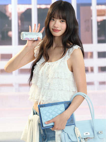"Angel Arrival" White Lace Flutter Sleeve Cami Top