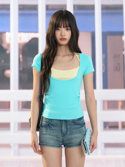 "Fresh Arrival" Green Layered Halter Two-Piece Top