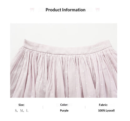 "Lavender Departure" Purple Polka Dot Pleated Midi Skirt