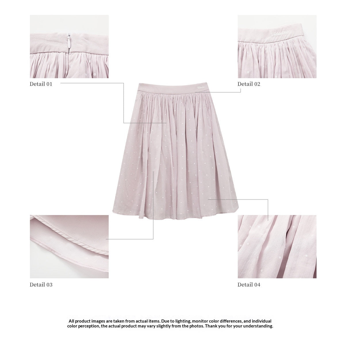 "Lavender Departure" Purple Polka Dot Pleated Midi Skirt