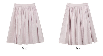 "Lavender Departure" Purple Polka Dot Pleated Midi Skirt