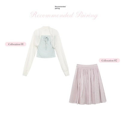 "Lavender Departure" Purple Polka Dot Pleated Midi Skirt