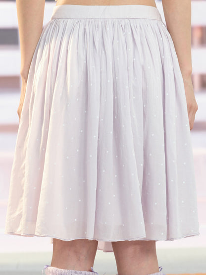 "Lavender Departure" Purple Polka Dot Pleated Midi Skirt
