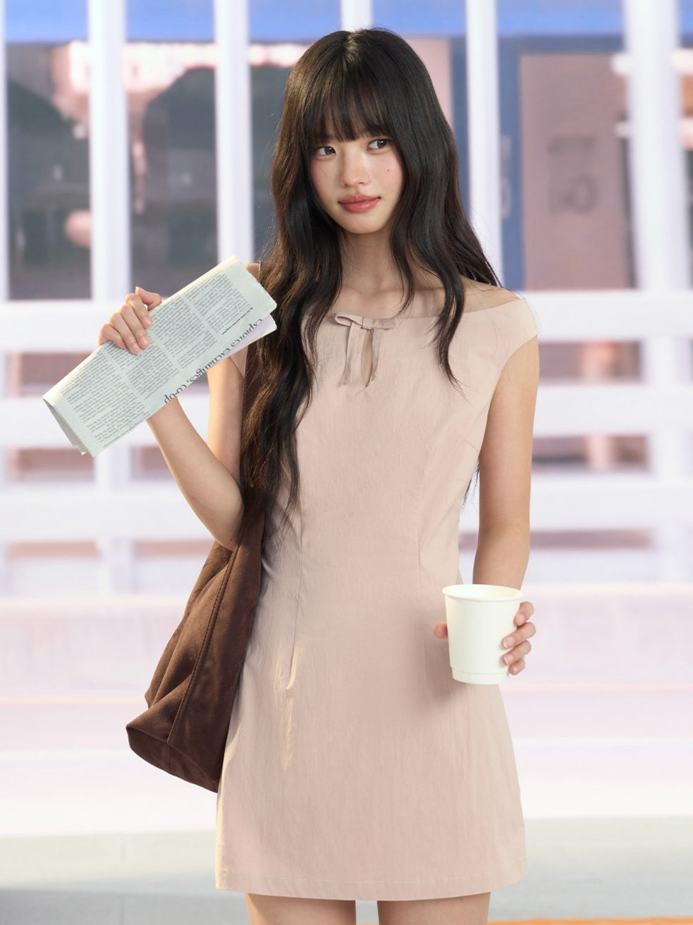 "Blush Departure" Pink Off-Shoulder A-Line Mini Dress