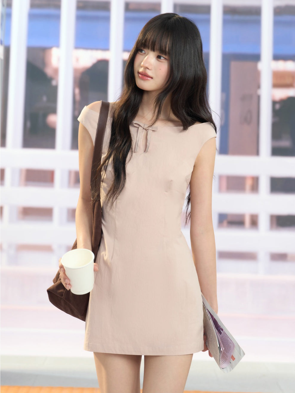"Blush Departure" Pink Off-Shoulder A-Line Mini Dress