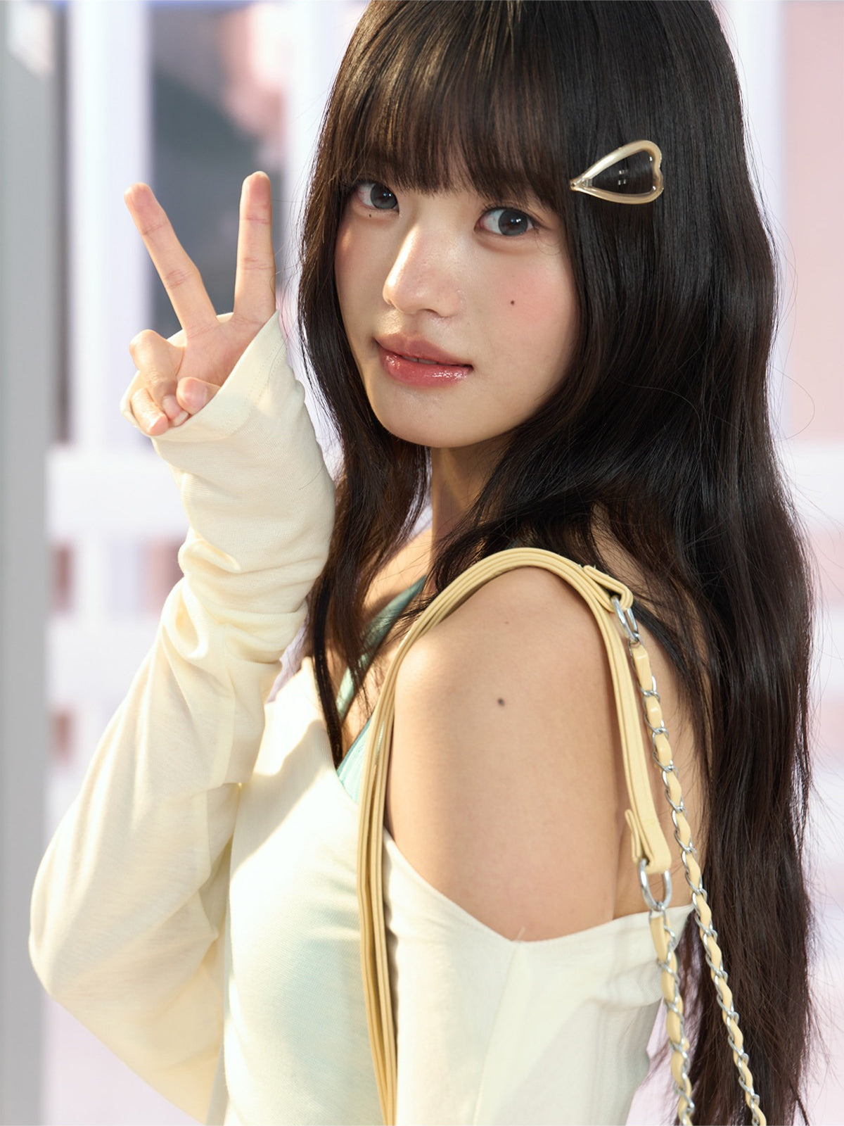 "Soft Breeze" Apricot Off-Shoulder Sun Cover Top