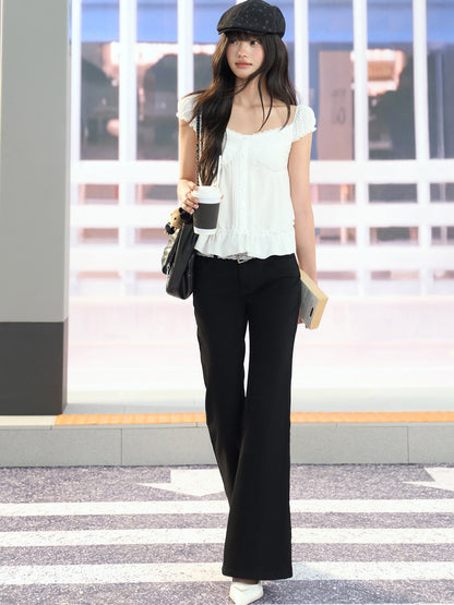 "Pure Arrival" White Square Neck Puff Sleeve Blouse