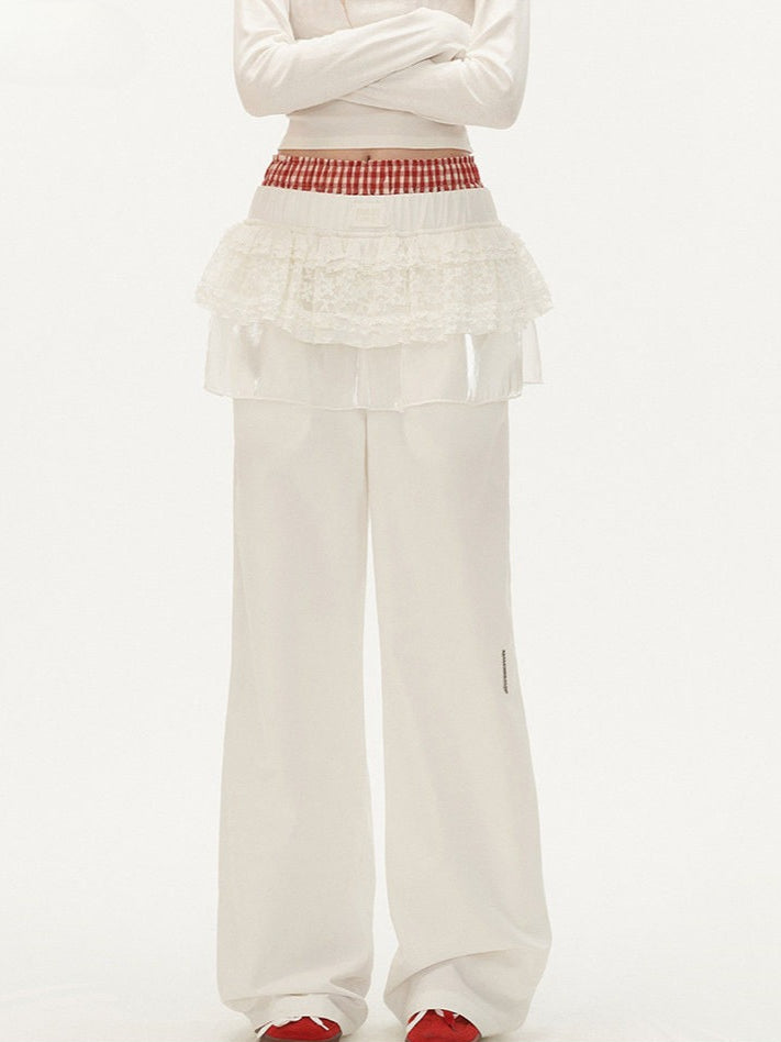 MAMC - White Ballet Layered Wide-Leg Pants