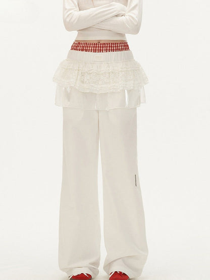 MAMC - White Ballet Layered Wide-Leg Pants