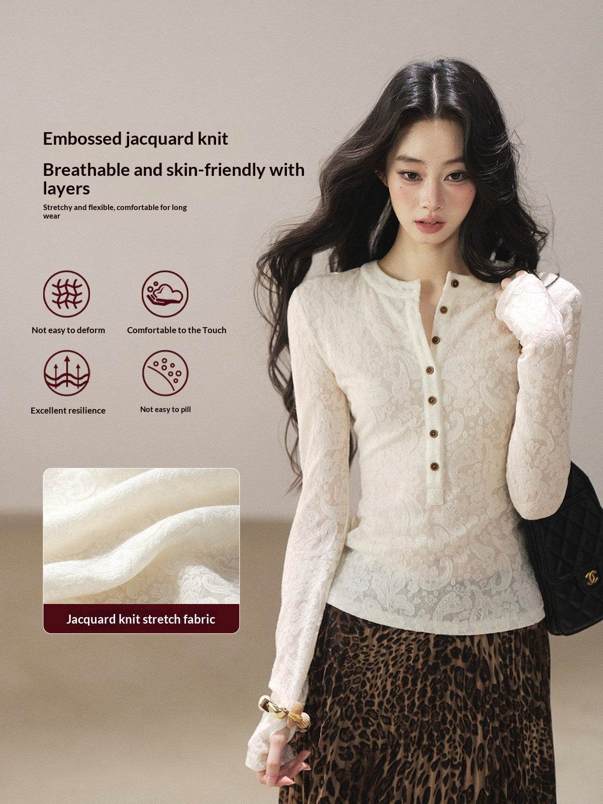 AOMALM - "Clear Lines" Long-Sleeve Finger-Hole Flared Sleeve Knit Top